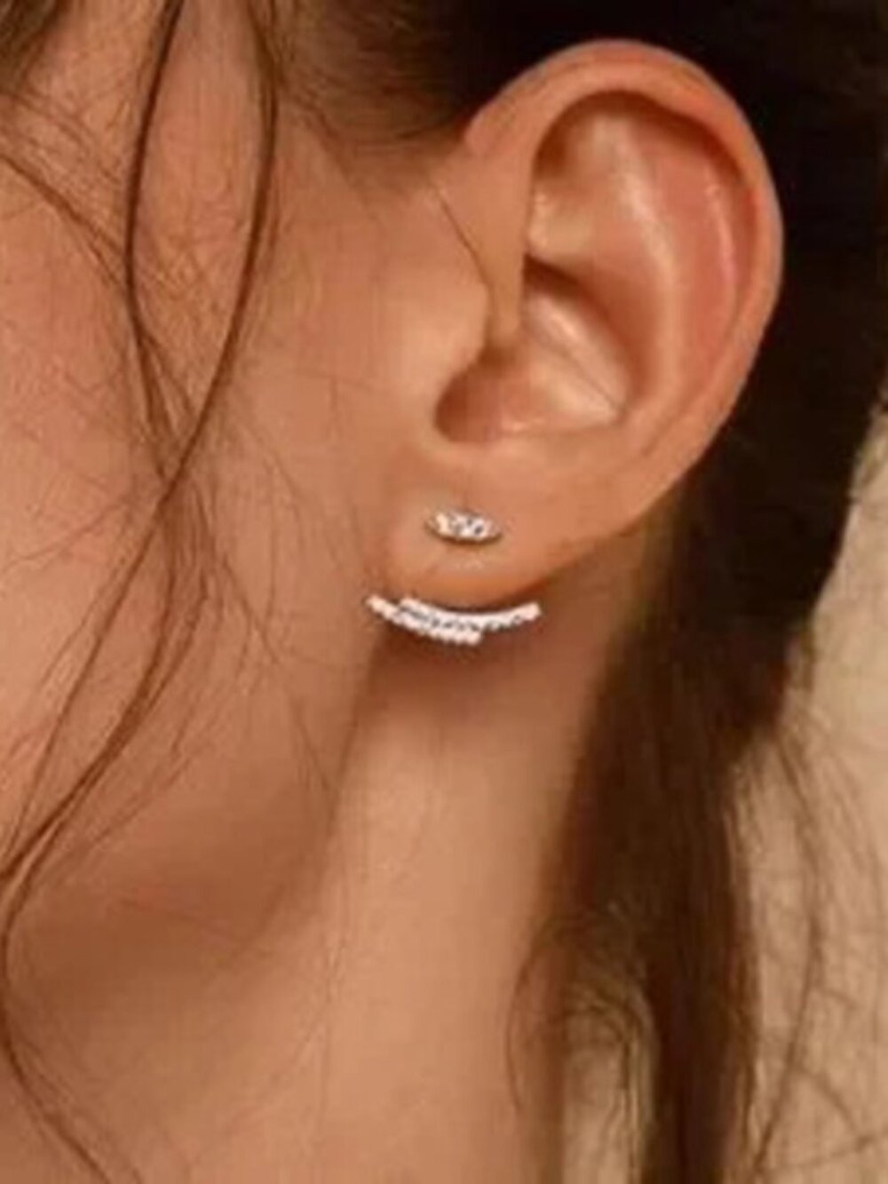 Silver Crystal Jacket Stud Earrings